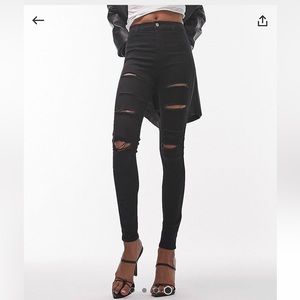 TopShop Joni Jeans -black ripped jeans